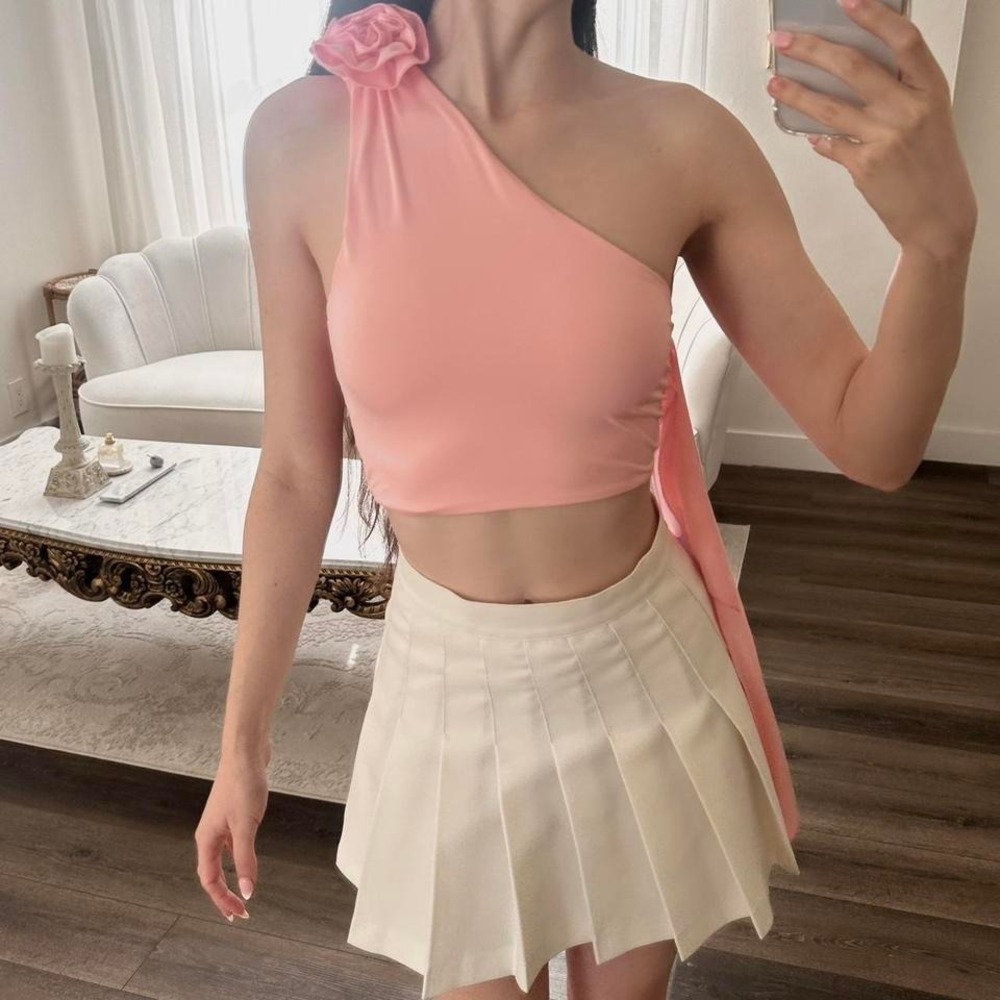 NWOT Lovers and Friends x Revolve XS Cordelia Rosette Top in Baby Pink
